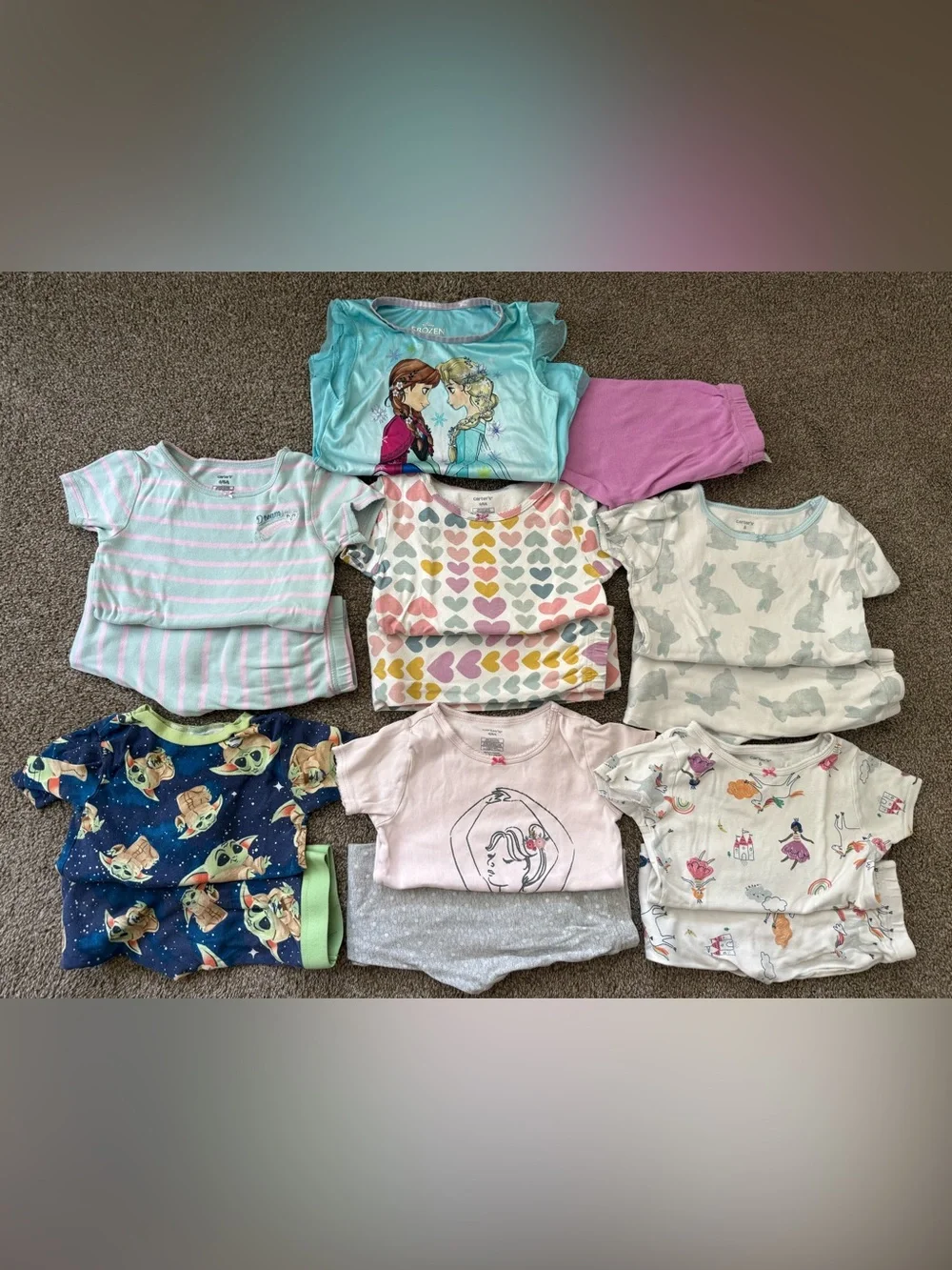 Carter’s Girls Kids Pajama 7 Sets Lot Size 6 Pants Short Sleeves